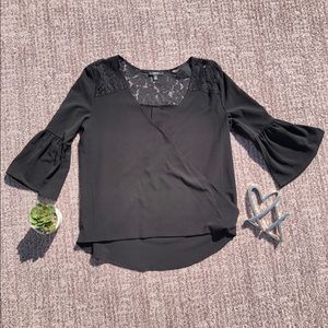 Lace detail bell sleeve top